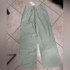 Elegant Striped Green Women's Chinos
